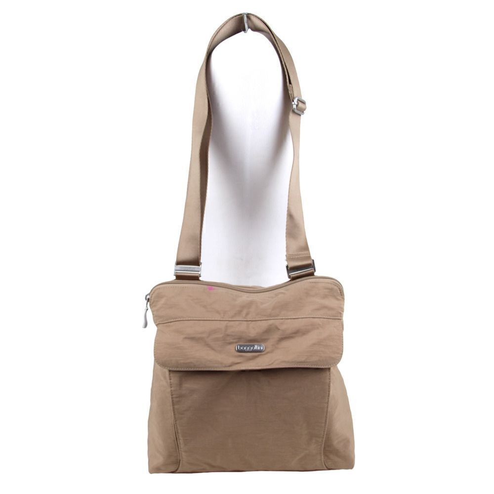 ROOMY BAGGALLINI BEIGE NYLON CANVAS MESSENGER XBODY ORGANIZER SHOULDER BAG PURSE